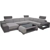 AEA Coin Tissu Moderne XXL Canapé Salon Textile Canapé Forme U B2015 Tissu +Table