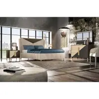 AEA Bettrahmen Holz Beige Bett Luxus Möbel Doppelbetten Bettgestell Betten Doppel