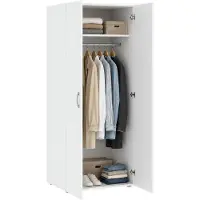Dmora Malvito - Armoire 2 Portes, 74x179h cm Blanc, Porte-Manteaux