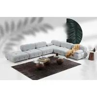 AEA Ecksofa Sofa Stoff Wohnzimmer Sofas Eck Grau Modern Polyester Design