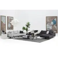 AEA Canapé d'angle en L Deux places Fauteuil Tissu Gris 3pcs