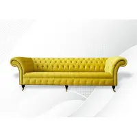 AEA Canapé jaune 4 places canapé Chesterfield rembourré siège garniture Cuir synthétique jaune