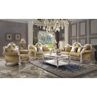 AEA Sofagarnitur 3+2+1 Sitz Couchtisch Set Sofa Polster Couch Leder 4tlg. Set Barock