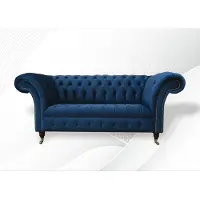 AEA Design Chesterfield Canapé 2 places Textile Bleu Canapés rembourrés Bleu
