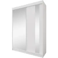 Beautysofa Armoire GAJA, 160 cm, avec miroir – Armoire coulissante à 2 portes, pour chambre à coucher, blanche/blanche, sans tiroirs