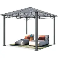 TOOLPORT Pavillon de jardin 3x3 m, cadre alu, toit polycarbonate 8 mm
