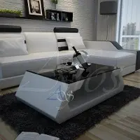 AEA Designer Table basse rembourrée Table en cuir verre Table moderne Tables en verre (Hambourg)