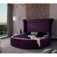 AEA Rundes Chesterfield Bett Lila Betten Möbel Samt Textil Hotel Einrichtung Doppel