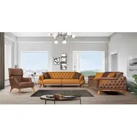 AEA Chesterfield Sitzgruppe Luxus Couchgarnitur Set Dreisitzer Sessel 3tlg