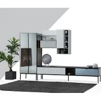 AEA Wohnwand TV Ständer RTV Lowboard Vitrine Holz Modern Weiß Wohnzimmer