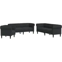 vidaXL Ensemble de canapés 3 pièces noir tissu