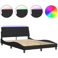 vidaXL Cadre de lit avec LED sans matelas "Hanko" noir 120x200 cm velours
