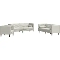 vidaXL Ensemble de 3 canapés Chesterfield avec traversins Crème Velours