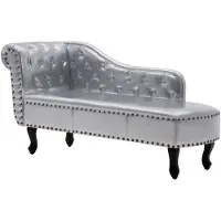 vidaXL Chaise longue Argent Similicuir
