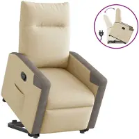 vidaXL Fauteuil relax avec releveur Crème Tissu