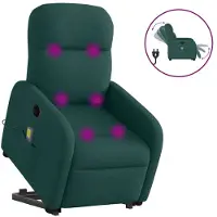 vidaXL Fauteuil de massage électrique avec releveur Tissu vert foncé