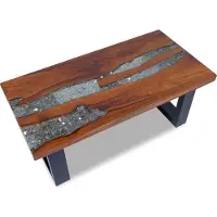 vidaXL Table basse en résine de teck 100x50 cm