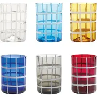Zafferano Twiddle - Lot De 6 Verres En Verre Soufflé Coloré, 35 Cl - Faits Main Avec Déco Blanche, Lavables Au Lave-Vaisselle