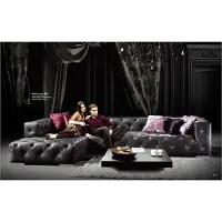 AEA Ecksofa L-Form Chesterfield Luxus Sofa Schwarz Couch Ledersofa