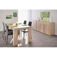 Xl Moebel Gmbh Ensemble de salle à manger élégant : table à manger beige, 4 chaises en tissu de qualité, commode