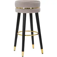 Dmora Melnik - Tabouret, 35x35x74h cm Taupe, Revêtement en Velours