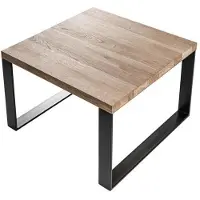 AEA Moderner quadratischer Couchtisch mit Holzplatte und Metallgestell