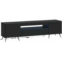 vidaXL Meuble TV LED noir en panneaux de particules