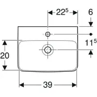 Geberit Renova Plan, lave-mains, 45x34 cm, 1 trou pour robinet, avec trop-plein, 501624, 501.624.00.1