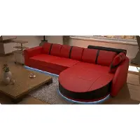 AEA DESIGNERSOFA SCHLAFSOFA LEDERECKCOUCH mit USB LEDERSOFA ECKSOFA MIT BETTFUNKTION
