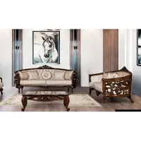 AEA Ensemble de canapés 3+3 places Groupe de canapés Fauteuils Tissu Ensemble classique baroque