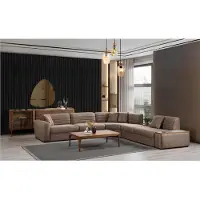 AEA Ecksofa Sofa Kunstleder Couchtisch Braun Polstersofa Wohnzimmer