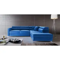 AEA Canapé d'angle en L Design Coussin Textile Fonction Lit Tissu Canapé Bleu