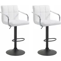 BellaFurn set de 2 tabourets de bar -Tabouret de bar -rotation 360°, confortable et facile d'entretien -similicuir | Couleur : blanc | Couleur de base : noir