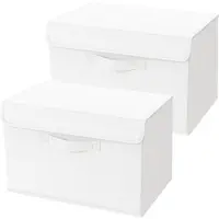 Merkloos Boîtes de rangement, ensemble de 2 avec couvercle. Paniers de rangement, boîtes de rangement pliables en tissu avec fenêtre transparente
