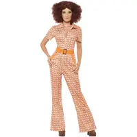 Smiffy'S 1970 Jumpsuit Chic Costume (small, Beige) - 70s dress costume fancy chic authentic ladies outfit jumpsuit 1970s womens adult disco retro