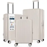 Merkloos Valise à roulettes légère avec coque rigide, valise à roulettes avec serrure TSA, 4 doubles roulettes pivotantes, poignée télescopique en aluminium et double système de sécurité