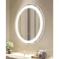 Vevor Miroir de salle de bain rond LED, diamètre 60 cm, avec éclairage frontal et arrière, variateur d'intensité, 3 températures de couleur, fonction anti-buée, mémoire