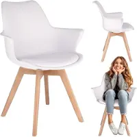 Jumi Chaise de cuisine ORLEAN profilée avec accoudoirs, pour salon ou salle à manger, de couleur blanche