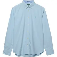 Superdry pour homme. M4011247A Chemise Preppy Oxford bleu pâle (S), Casuel, Coton, Classique, Manche longue