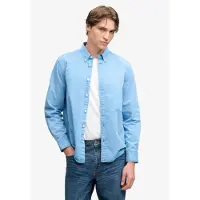 Superdry pour homme. M4011194A Chemise Garment Dyed bleue (L), Casuel, Coton, Manche longue