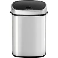 Aosom Poubelle automatique avec capteur infrarouge 58 L argenté