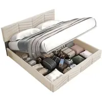 OKWISH Lit Banquette Coffre 90x200 cm avec Rangement Hydraulique et LED, Sommier à Lattes, Velours Gris - Sans Matelas