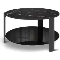 Vicco Table basse Navo Marbre noir/Noir 80x80cm, Model 62706