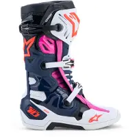 Alpinestars Tech 10 Supervented, bottes ,Bleu Foncé/Blanc/Noir/Fuchsia ,11 US