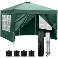 Sonstiges Pavillon pliable 3x3 mètres, imperméable, avec protection UV 50+, réglable en hauteur, de couleur verte, avec 4 parois latérales