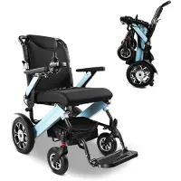 StarTech.com Fauteuil roulant électrique - Pliable - Autonomie de 48 km - Moteur de 500 W - Batterie lithium amovible de 13 Ah - Charge maximale : 150 kg - Couleur : bleu