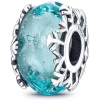 Sonstiges Charmes pour bracelets, motifs : fleurs de cerisier, flocons de neige, bleu hiver. Collection Murano, pour femmes