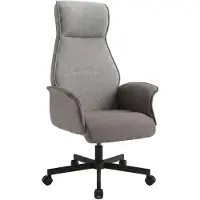 Frankystar Axia - Fauteuil de bureau 49x125x70 cm, confortable fauteuil présidentiel avec roulettes pivotantes, revêtement enPolyuréthaneet tissu gris