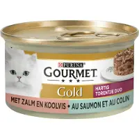 Gourmet Gold les Timballes Duo pâtée au saumon et au colin pour chat (24x85g)