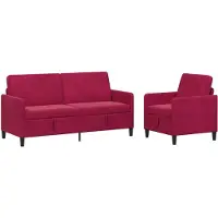 vidaXL Ensemble de canapés avec rangement, 2 pièces, couleur bordeaux, revêtement en polyester